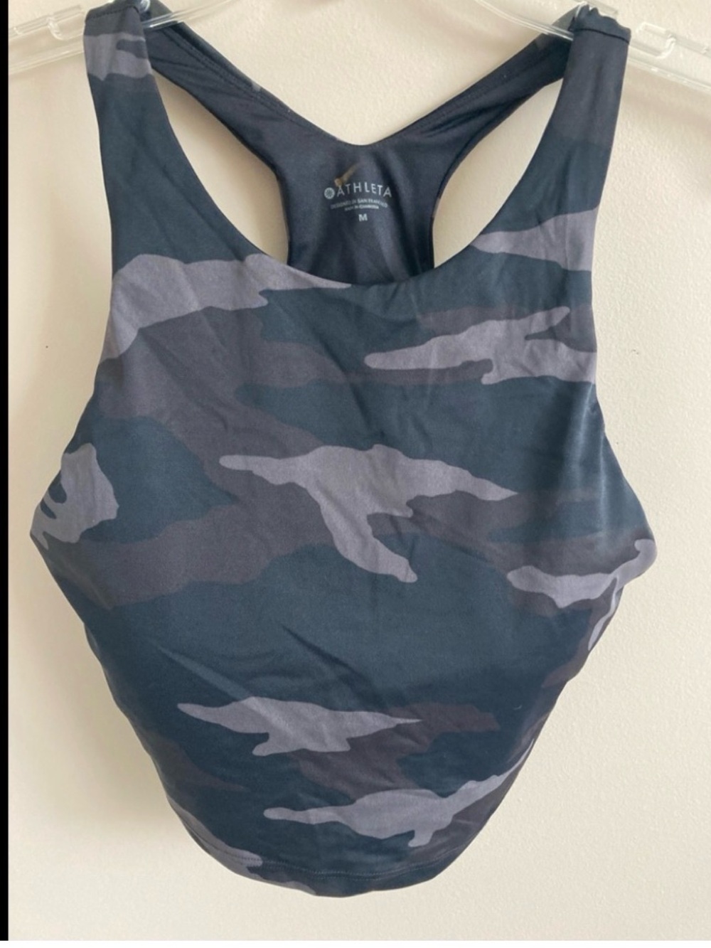 Athleta Black & Gray Camo Racerback Swim Bikini Top